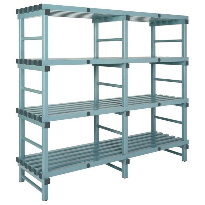 Resin shelving outlet units