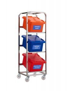 rotoXFMR Ingredient Storage Container Rack (with labels)